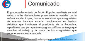 Bancada de Acción Popular respalda a congresistas tras supuestas declaraciones de Karelim López 