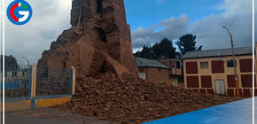 Lamentan derrumbe de emblemática torre de barro de Samán a causa de lluvias intensas en Puno 
