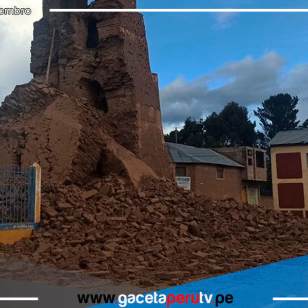 Lamentan derrumbe de emblemática torre de barro de Samán a causa de lluvias intensas en Puno 