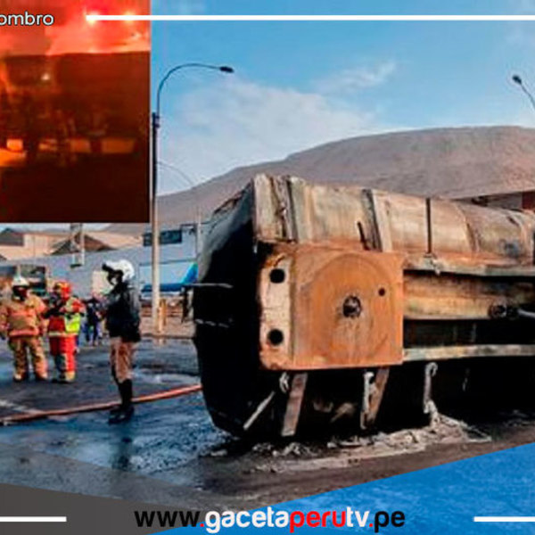 Choque entre una cisterna y auto genera incendio en la Panamericana Sur