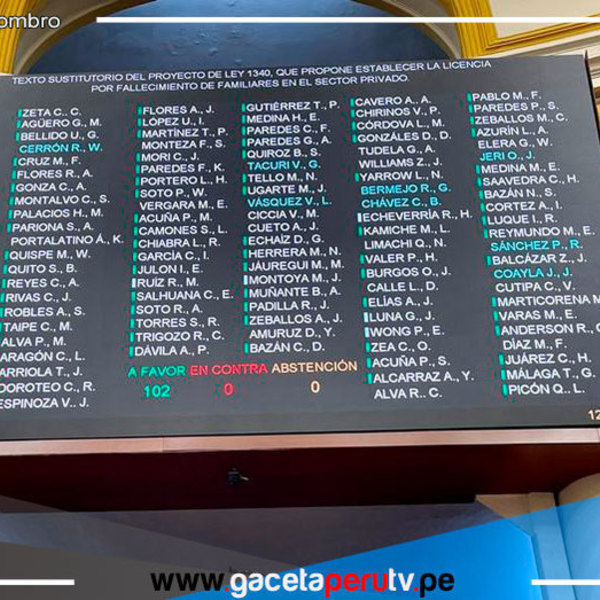 Aprueban por unanimidad licencia en caso de fallecimiento de familiares en el sector privado