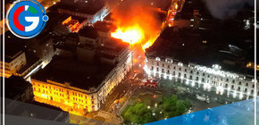 En medio de las protestas se produjo un incendio en un edificio cerca a la Plaza San Martín 