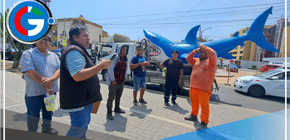 Detienen a sereno y regidor en polémica instalación de tiburón en parque de Trujillo