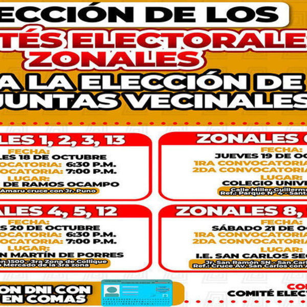 Alcalde de Comas Anuncia Convocatoria Descentralizada para Elección de Comités Electorales