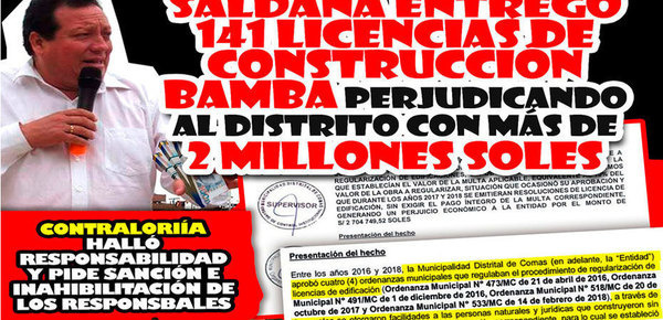 Grave Irregularidad en Comas: Ex Alcalde Emitió 141 Licencias "Bamba" sin Pago Obligatorio