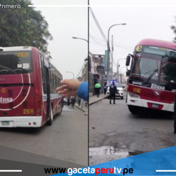 Bus se hundió y quedó atorado en forado de una pista en SJL