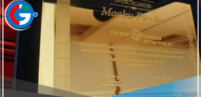 Placa de oro perdida que reconoce a Machu Picchu como una de las 7 maravillas del mundo es encontrada