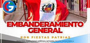 Alcalde de Comas impulsa espíritu patriótico en el distrito con embanderamiento por fiestas patrias