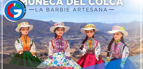 Artesanos del Colca visten a muñeca barbie con trajes típicos color rosa 