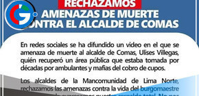 Unánime Repudio: Alcaldes Firman Pronunciamiento Contra Amenazas a la Vida de Villegas Rojas