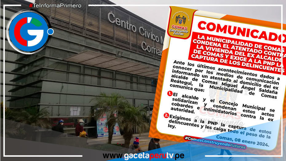 Municipalidad de Comas alza su voz contra la violencia por el ataque a la vivienda de ex alcalde