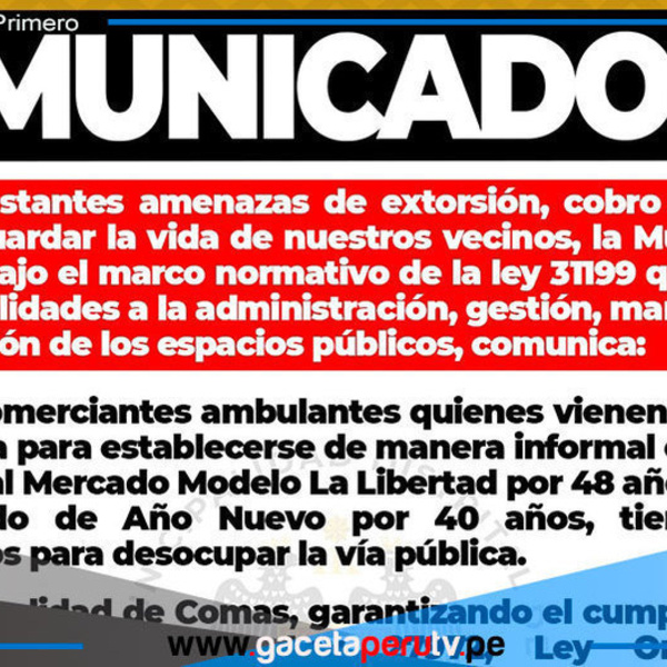 Municipalidad de Comas ordena desalojo de comerciantes ambulantes