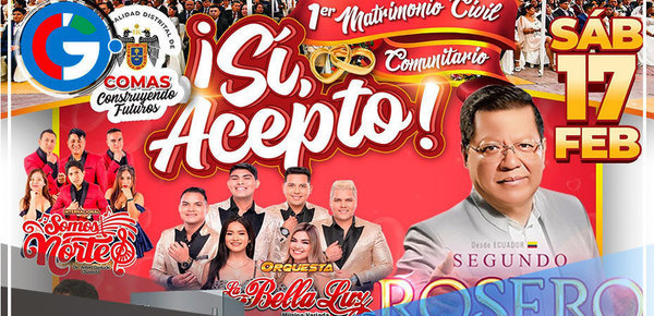 Juan Gabriel "Peruano" y Grandes Orquestas Amenizarán el Primer Matrimonio Civil Comunitario en Comas