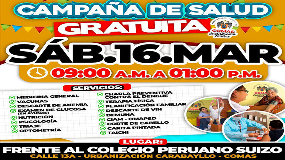 Alcalde Ulises Villegas impulsa Campaña de Salud Integral en Comas