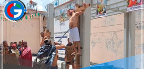 Internos del penal de Cochamarca en Pasco escenifican el Vía Crucis 