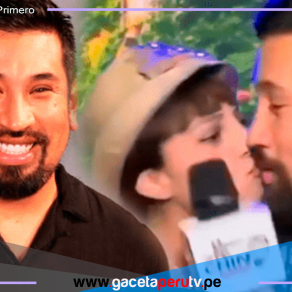 Joven actriz besa a Aldo Miyashiro en plena entrevista
