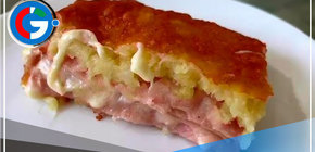 Prepara este deleitable pastel de papá con jamón y queso
