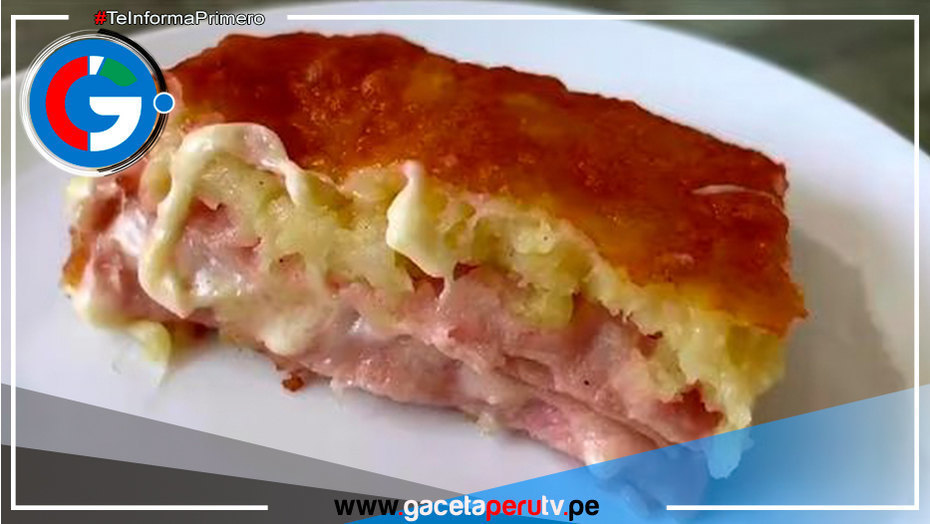 Prepara este deleitable pastel de papá con jamón y queso