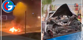 San Miguel: Auto se incendia en la Costa Verde tras persecución