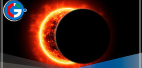 Eclipse solar eclipsado por el mal tiempo en las cataratas del Niágara.