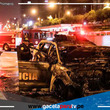 Un patrullero policial se incendió en la Vía Expresa