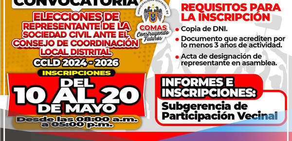 Alcalde de Comas impulsa elecciones para representantes de la sociedad civil en el Consejo de Coordinación Local