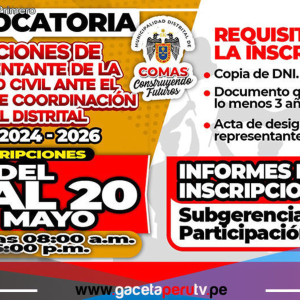 Alcalde de Comas impulsa elecciones para representantes de la sociedad civil en el Consejo de Coordinación Local