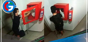 Hombre con muletas se roba dos mangueras contra incendios en Surco