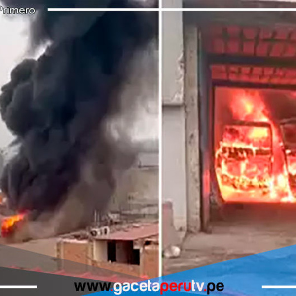 Ate: bomberos combaten siniestro en taller mecánico de buses