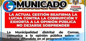 Ante Informe de Programa Panorama Municipalidad de Comas se Pronuncia