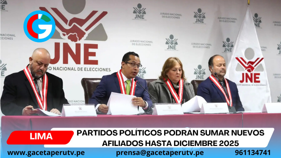 Partidos políticos podrán sumar nuevos afiliados hasta diciembre 2025