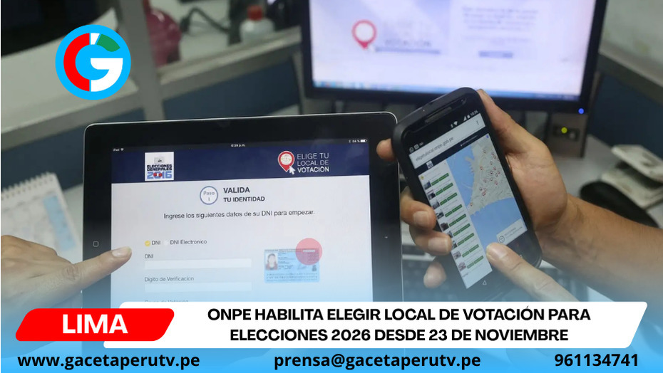 ONPE habilita elegir local de votación para Elecciones 2026 desde 23 de noviembre
