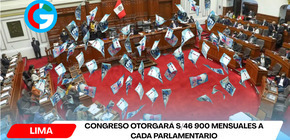 Congreso otorgará S/46 900 mensuales a cada parlamentario
