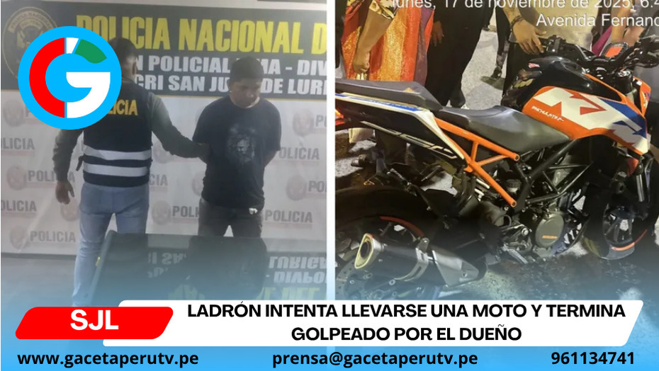 Ladrón intenta llevarse una moto y termina golpeado por el dueño
