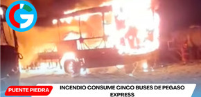 Incendio consume cinco buses de Pegaso Express