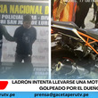 Ladrón intenta llevarse una moto y termina golpeado por el dueño