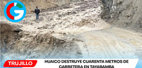 Huaico destruye cuarenta metros de carretera en Tayabamba, La Libertad