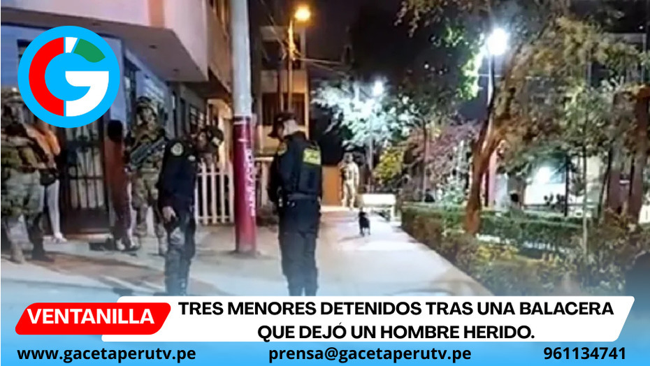 Tres menores detenidos tras una balacera que dejó un hombre herido.