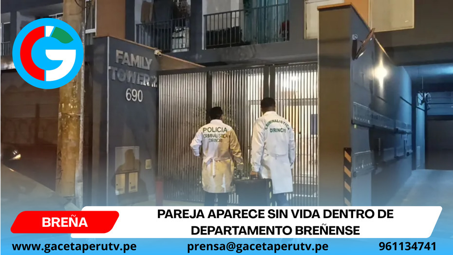 Pareja aparece sin vida dentro de departamento breñense