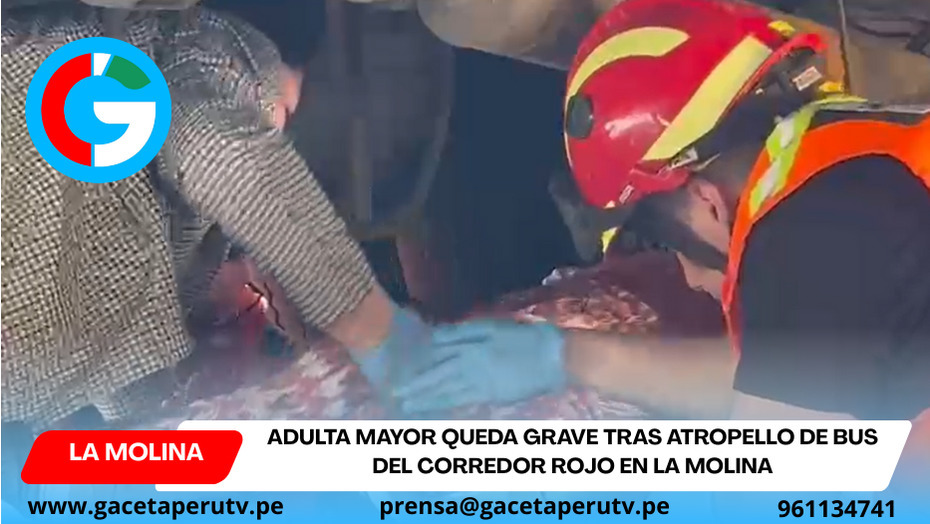 Adulta mayor queda grave tras atropello de bus del Corredor Rojo en La Molina