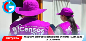 Arequipa completa censo 2025 en Acarí hasta el 20 de diciembre