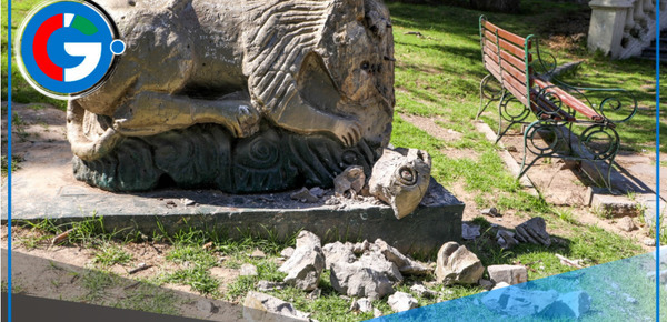 Vándalos destruyen esculturas del Parque Grau