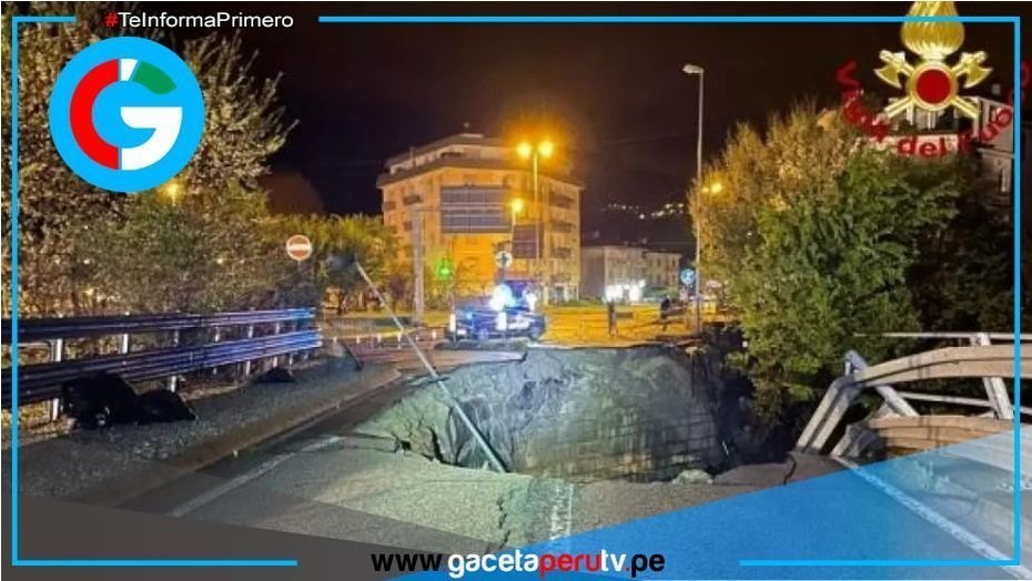 El mal tiempo provoca socavón mortal que arrastra a padre e hijo en Véneto - Italia. 