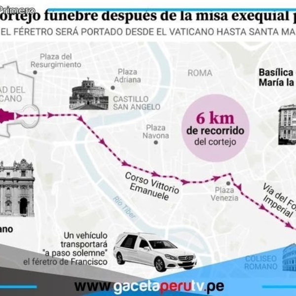 Cortejo fúnebre del Papa Francisco recorrerá histórica ruta romana antes de su entierro 