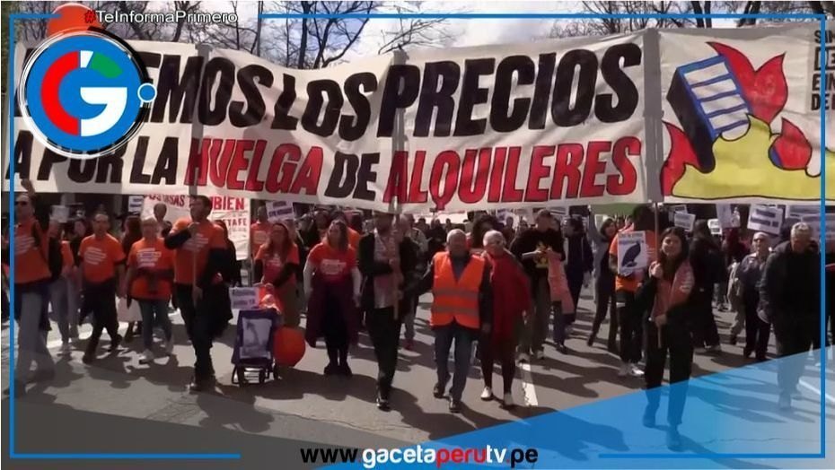"Manifestación en Madrid exigiendo precios de alquiler accesibles y vivienda digna, 5 de abril de 2025."