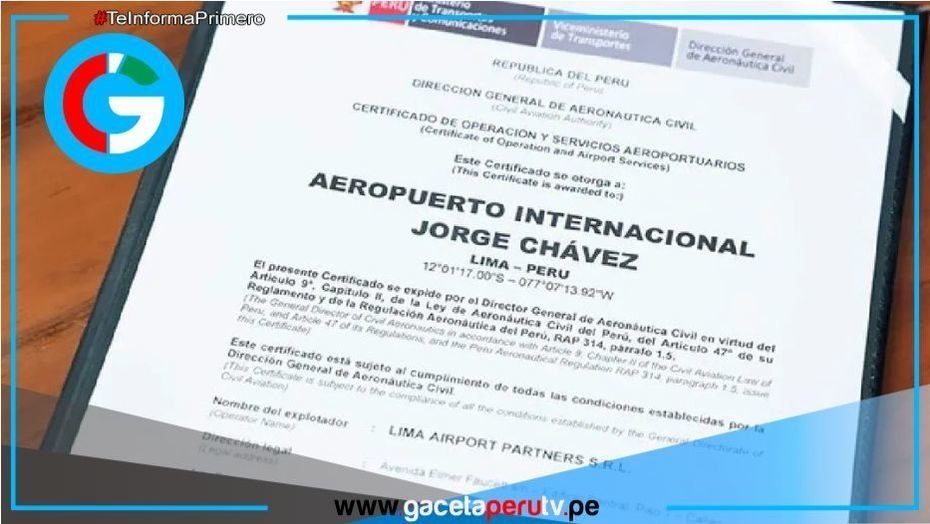 MTC entrega certificación al nuevo Jorge Chávez y anuncia inicio de operaciones 