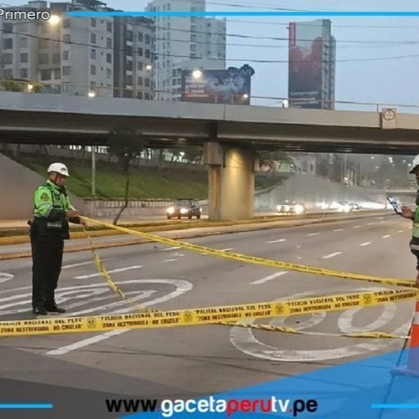 Agentes policiales acordonaron la zona tras el hallazgo del cuerpo en plena Vía Expresa, a la altura de la estación México del Metropolitano.