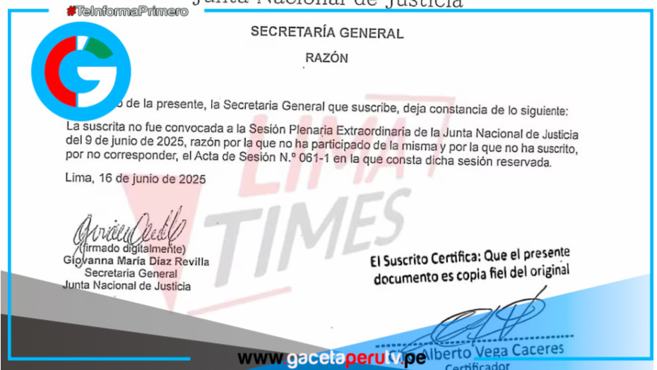 Filtran acta en la que se acordó reponer a Patricia Benavides