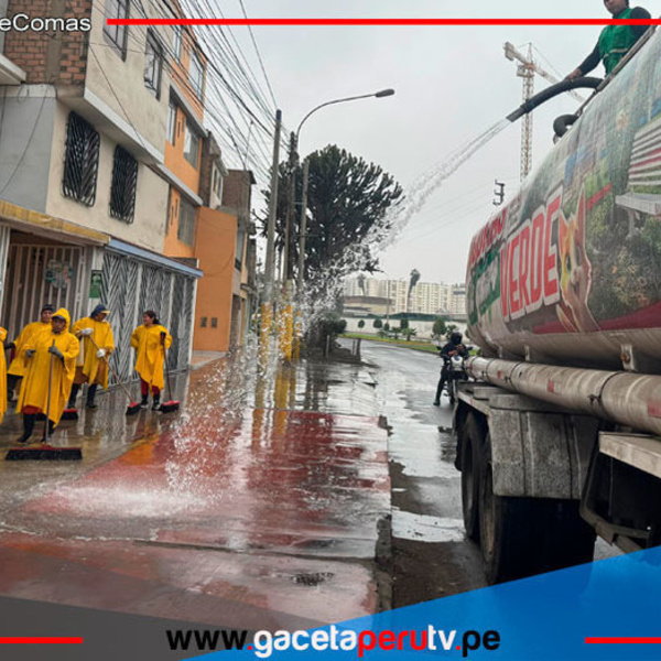 Ulises Villegas continúa desinfectando calles en todo Comas