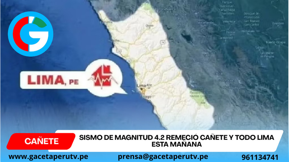 Sismo de magnitud 4.2 remeció Cañete y todo Lima esta mañana